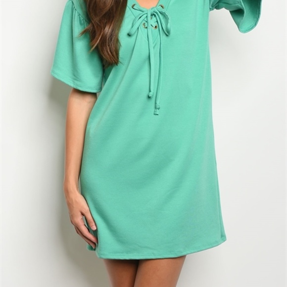 Mint Tunic Lace Up Dress - Picture 2 of 3